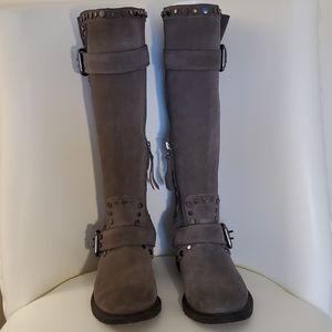 Sam Edelman Deyrn Stud Moto Gray Suede Boots